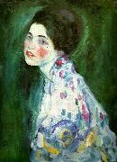 Gustav Klimt kvinnoportratt oil